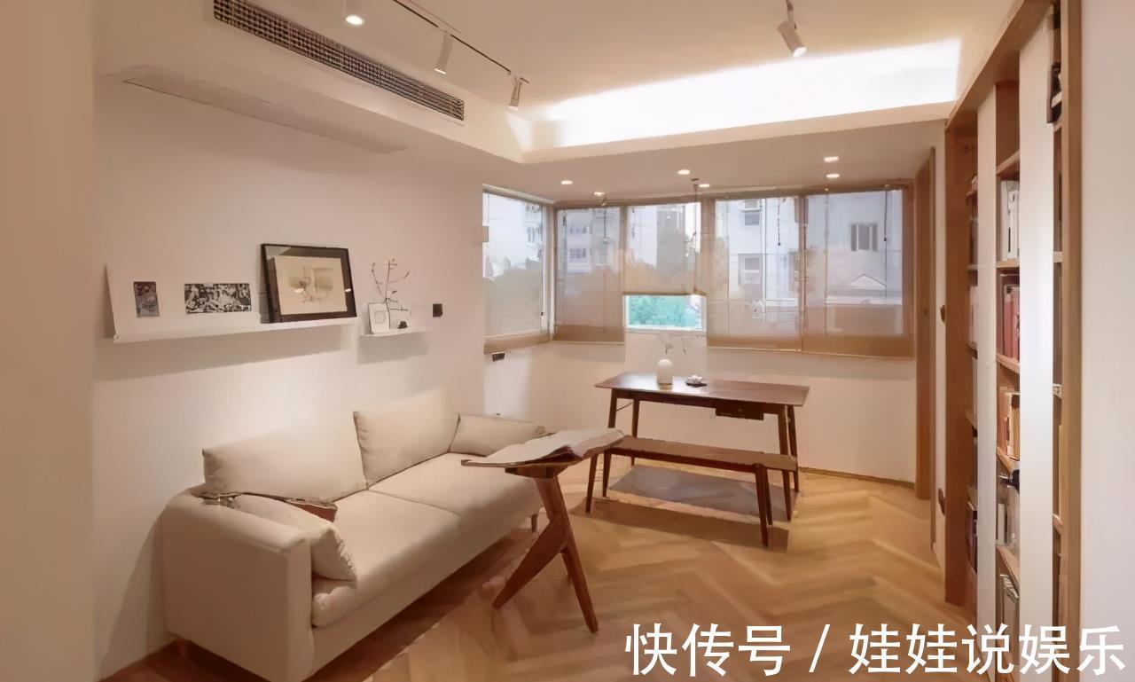 电视墙|50㎡原木风一居,电视墙改书墙,阳光餐厅兼书房,收纳颜值太棒了