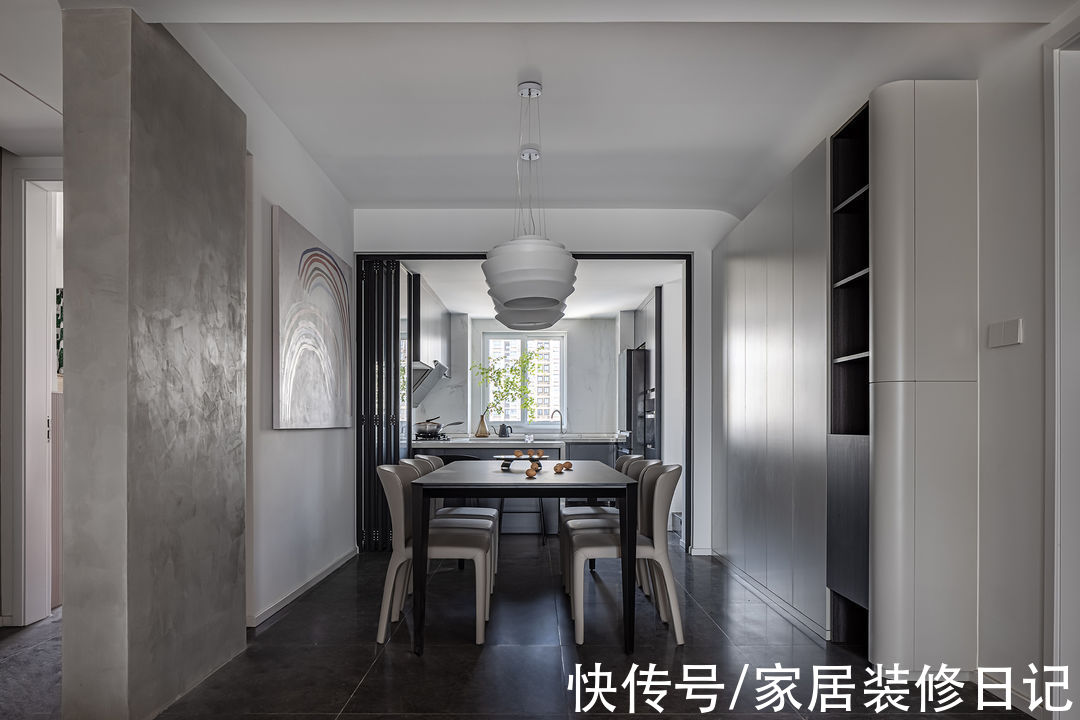 背景墙|南京140㎡新房装修，艺术漆+弧线半吊，简单却有藏不住的高级感