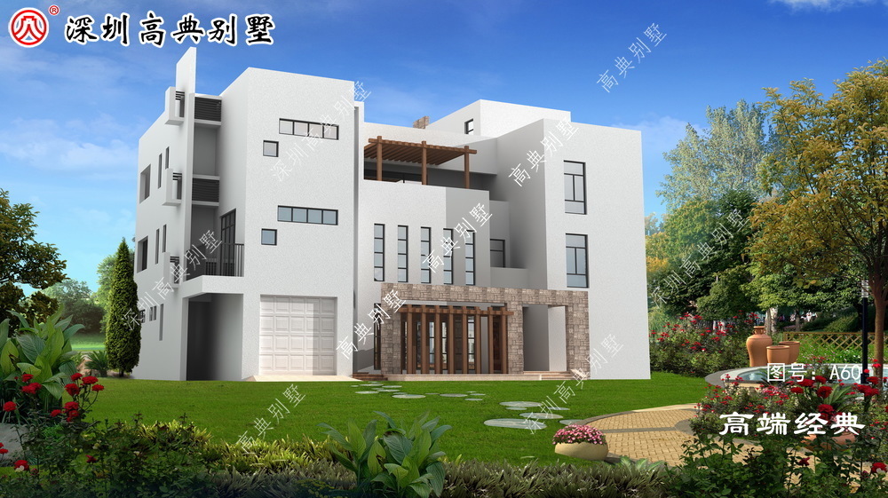 落地窗|现代风格外观时尚,新颖,农村自建别墅新面孔