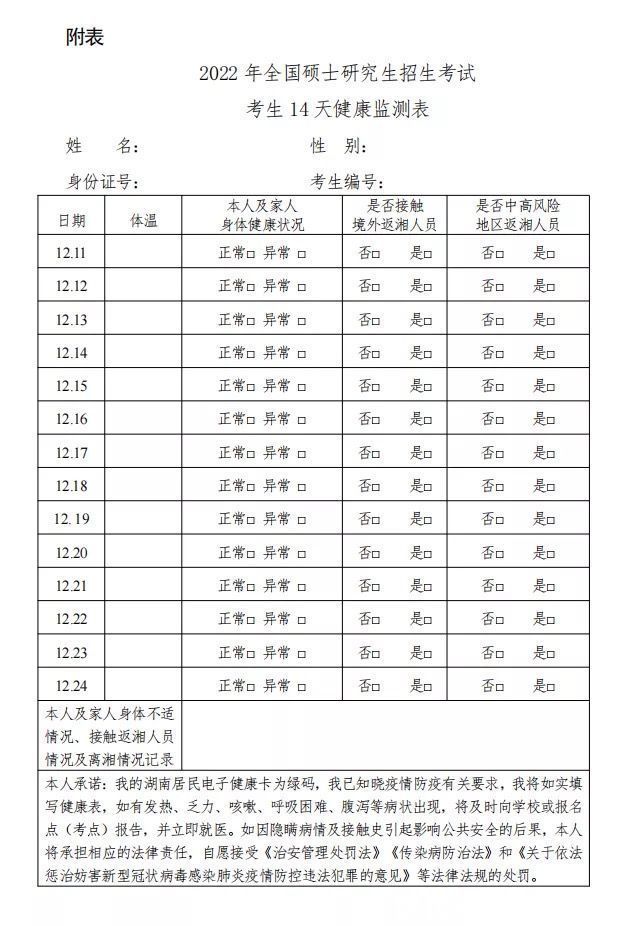 疫情|参加湖南省2022年硕士生考试的考生，马上开始做好这些事