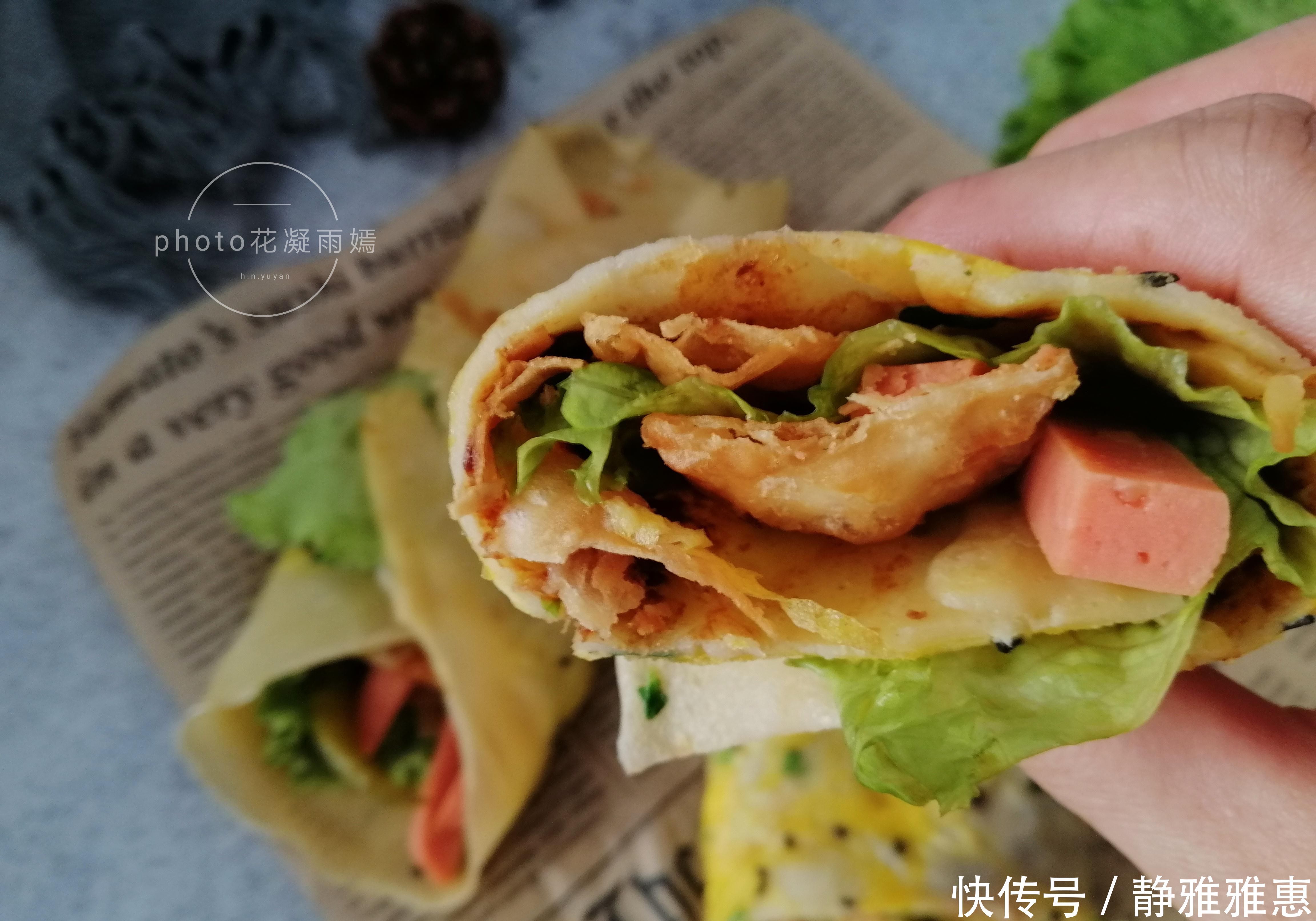 早餐就馋它，不和面不揉面，一煎一卷就搞定，孩子特爱吃