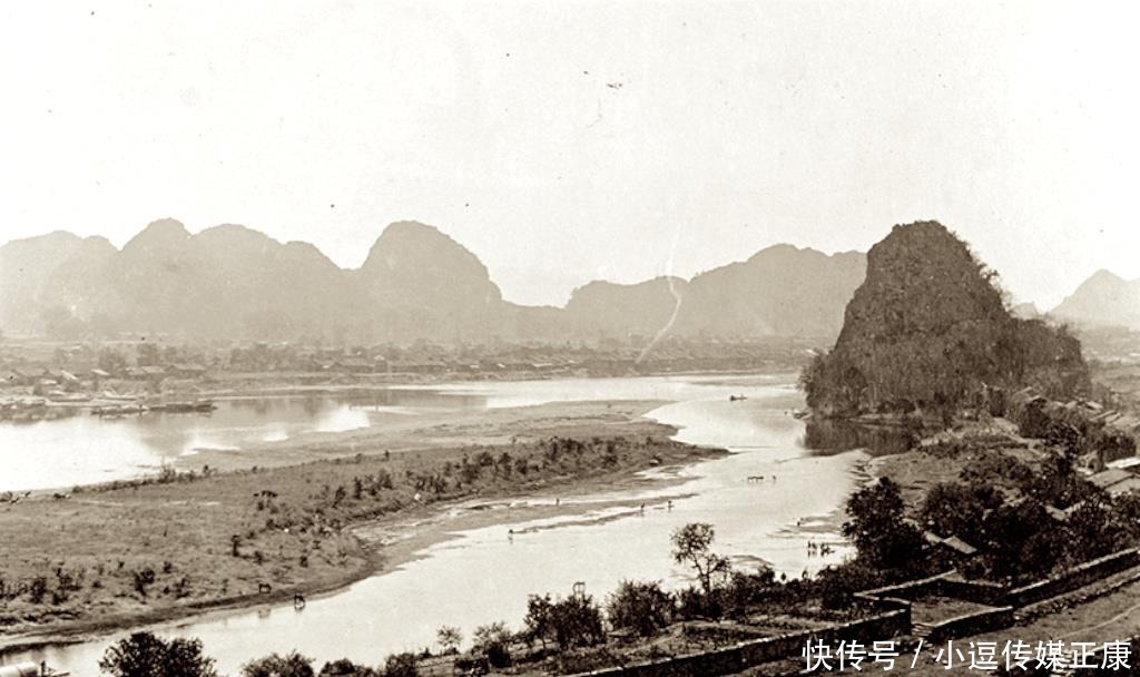 著名景点|1898年广西桂林著名景点旧照，俯瞰漓江、象鼻山与桂林城墙