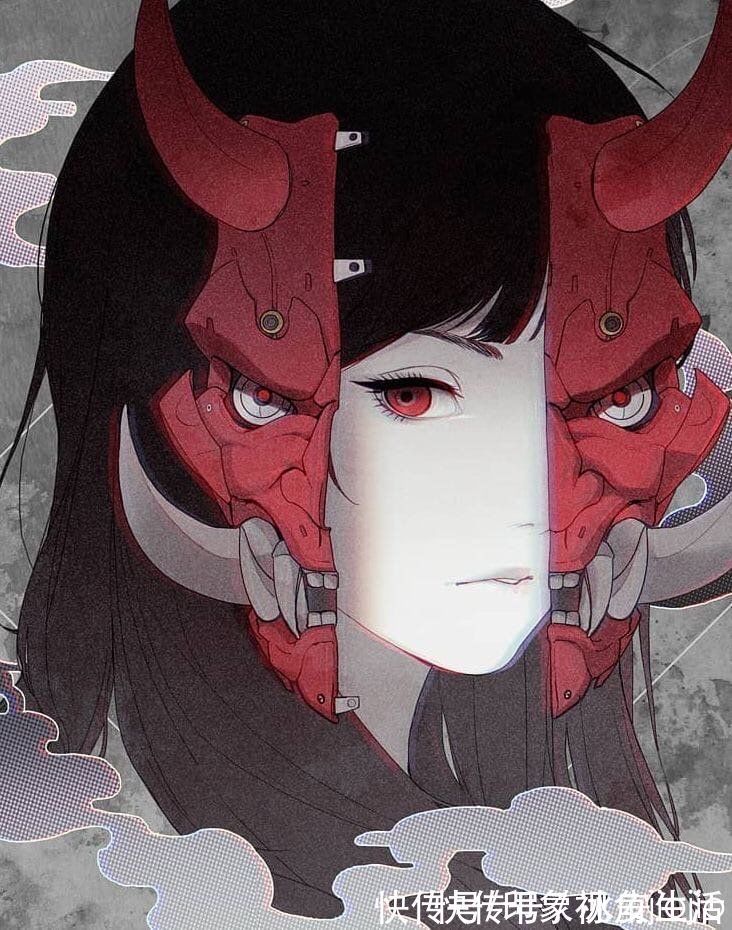 插画作品#又美又飒的赛博朋克少女插画,角色绘制充满了想象力