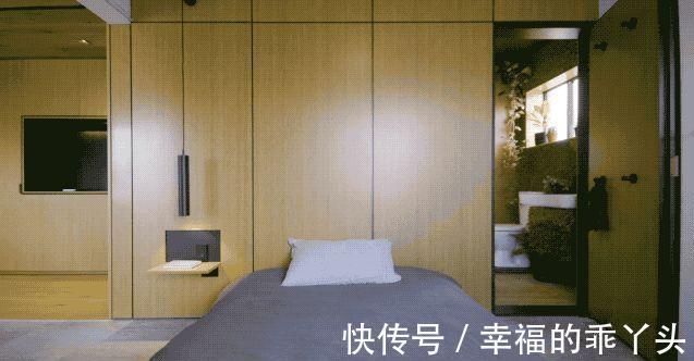 木饰面|35㎡迷你小宅,定制柜解决全屋收纳,还有隐形餐桌!