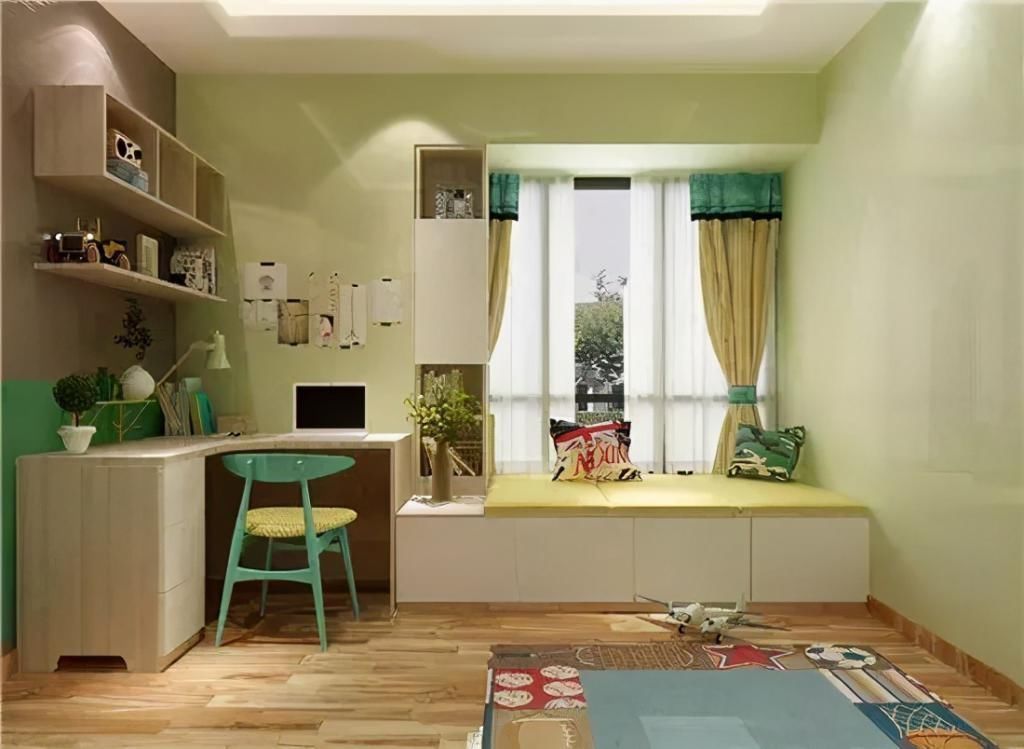 地柜|卧室飘窗空间别再浪费了,这样设计衣柜、书桌都有了,2平当4平用