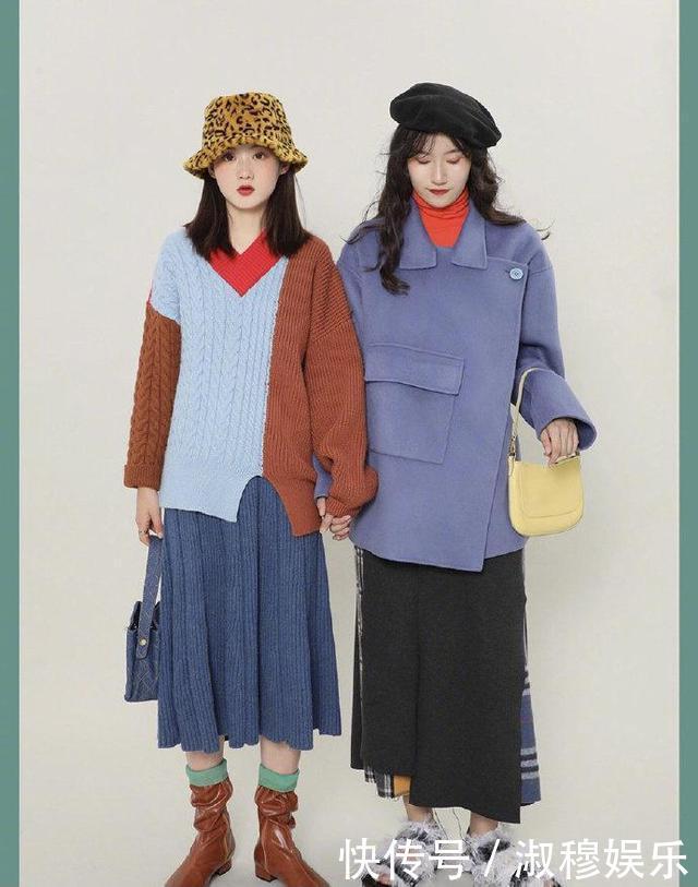 很有个性的闺蜜穿搭,过年就要鲜艳的服装,看着都觉得心情好