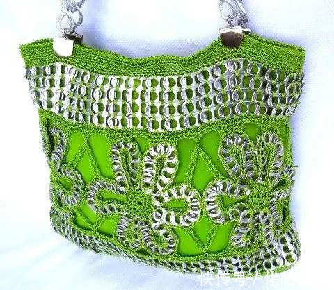 在易拉罐拉环上编织,钩成的包包耐看耐用!DIY变废为宝附教程