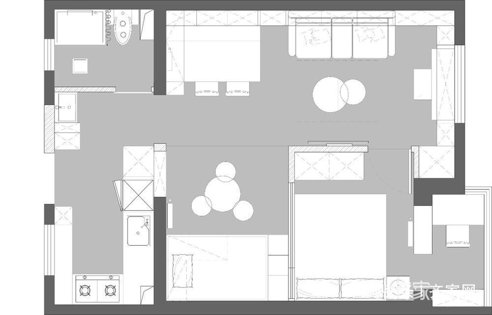 客餐厅|50㎡小户型,巧妙设计出1500+书籍的家!满足阅读需求!