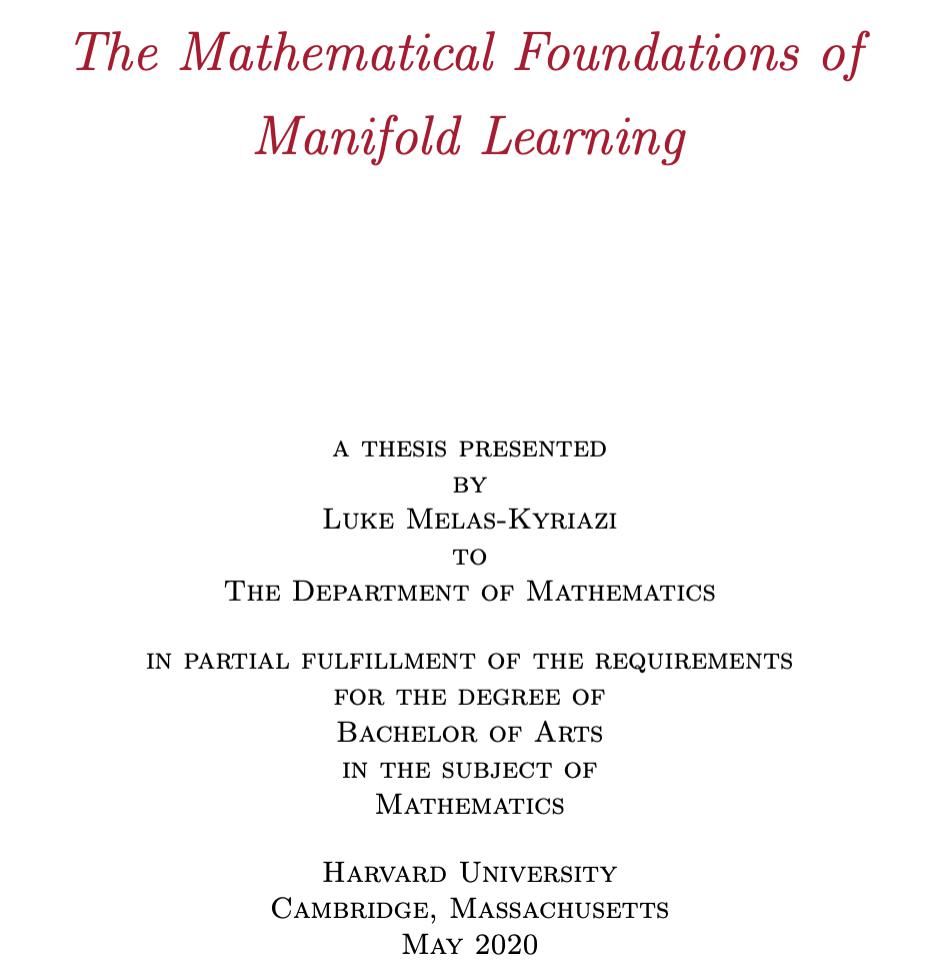 数学|124页哈佛数学系本科论文，带你了解流形学习的数学基础