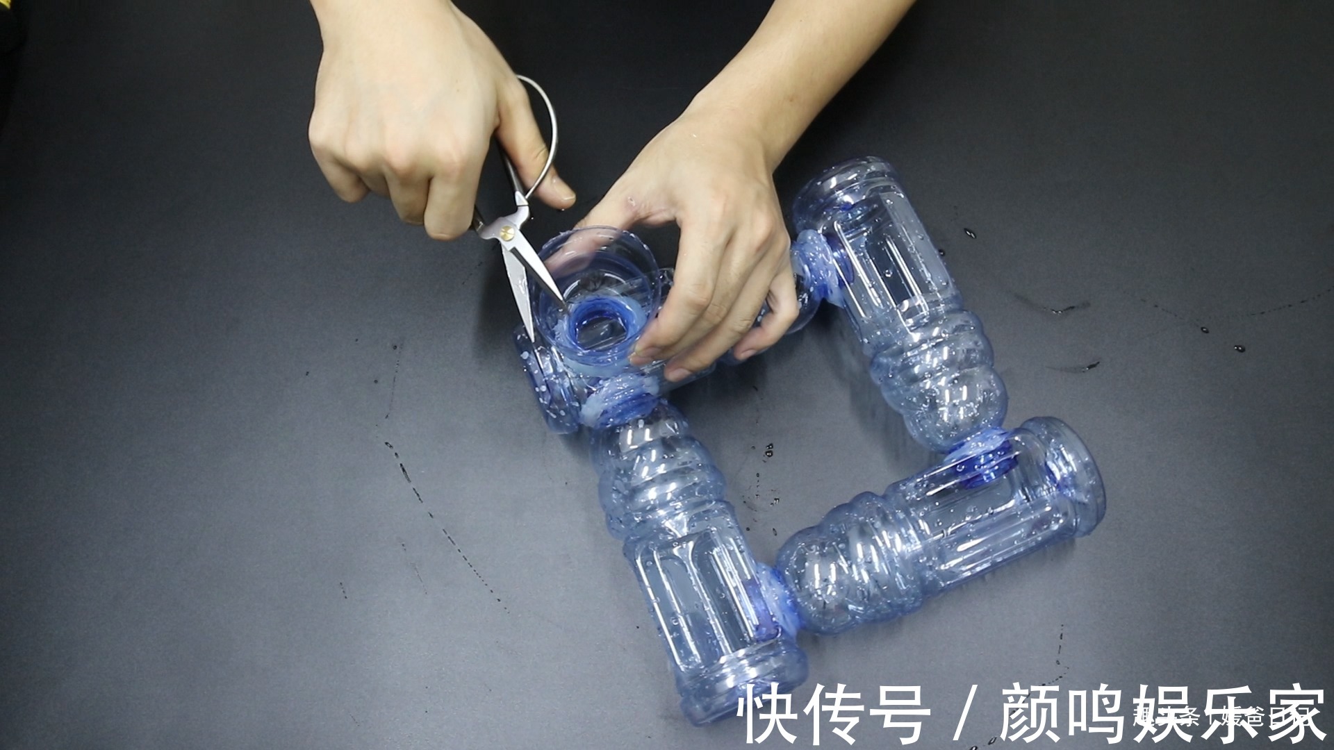 用5个塑料瓶制作一个四方形的小鱼缸,这个废品利用,太棒了