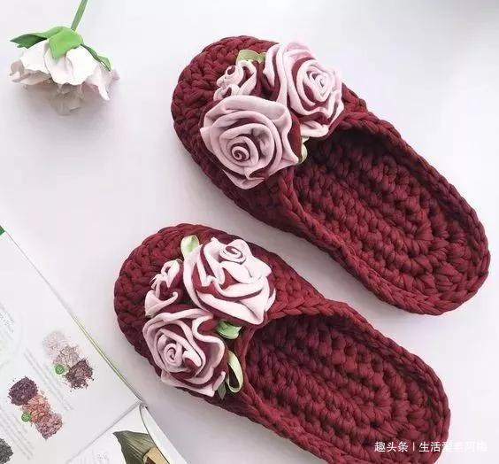 拖鞋&家里有织女，拖鞋不用买，布条钩一双好看又好穿！手工编织附教程