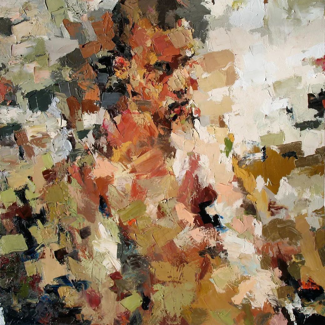 纹理!他将杂碎的色块,厚重的纹理,融于画中的人物