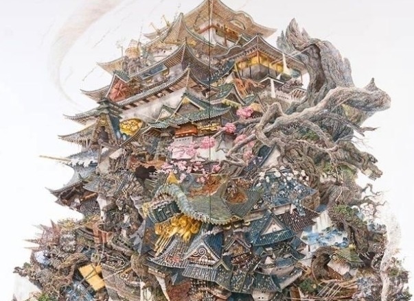 画家@日本“天才”画家用三年画了一幅画,网友看后密集恐惧症者慎入