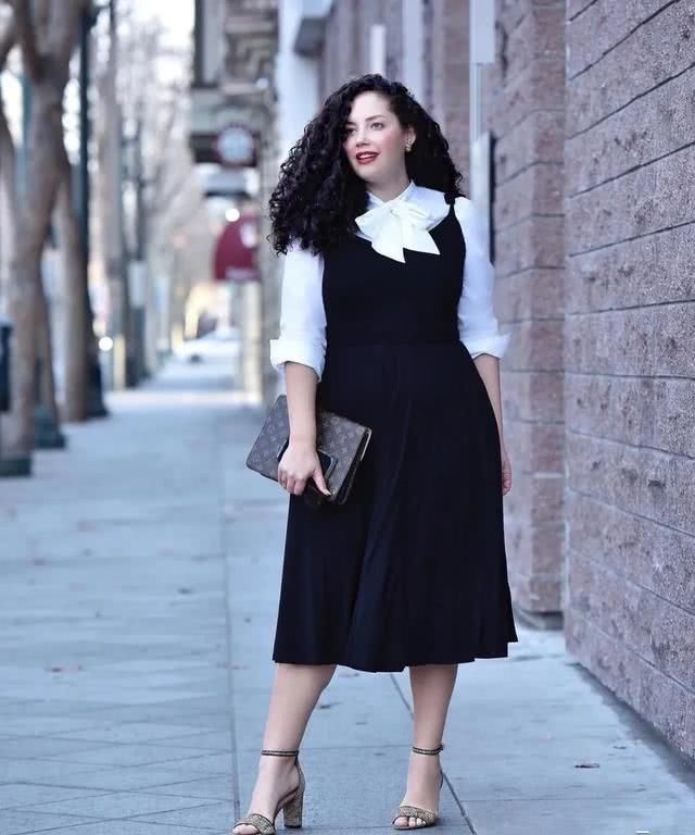 会穿的女人能有多美180斤的时尚博主,撞衫梅根竟然还赢了