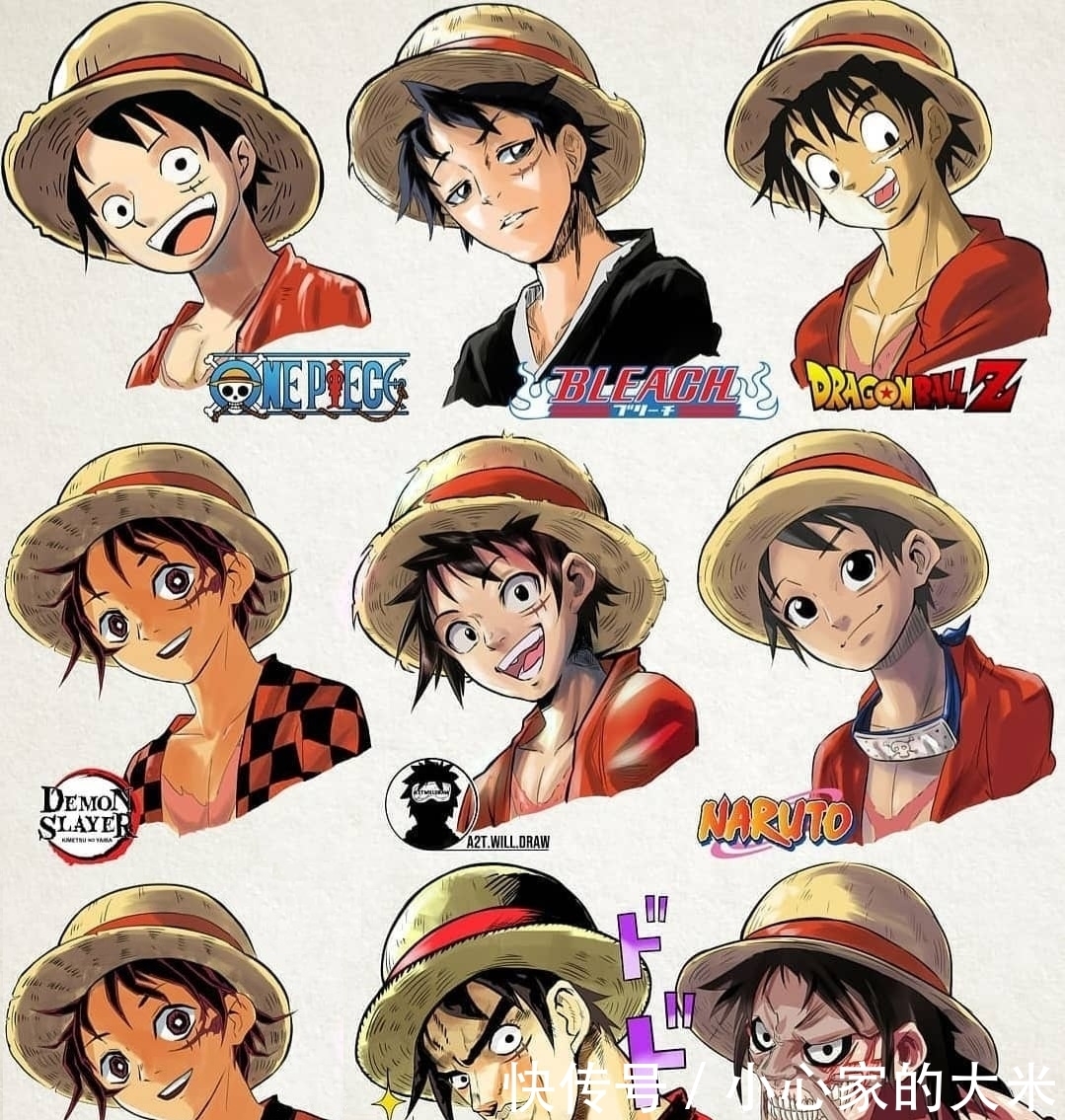 jojo|不同画风的动漫人物，五条悟帅到极致，鸣人过于可爱