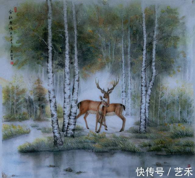 画家!画家潘红以情画鹿以心画鹿献礼建党百年