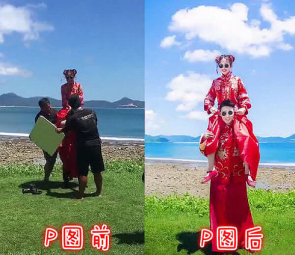 婚纱照|有一种“整容”叫婚纱照P图后,看到最后这是“鲸鱼”搁浅了