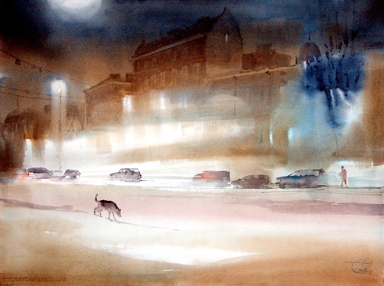 水彩画#美轮美奂!俄罗斯艺术家特梅雷夫的水彩都市景观画