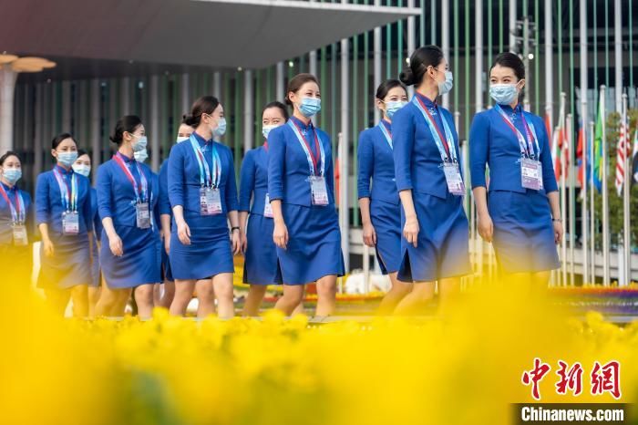 乘务员|70名东航空中乘务员亮相“四叶草” 倾情准备第四届进博会礼仪引导服务