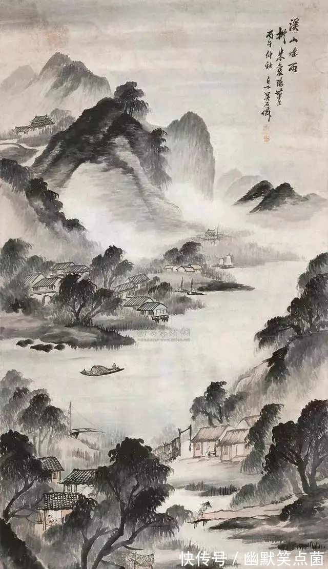 烟雨蒙蒙$海派山水画大家|吴石仙的烟雨蒙蒙