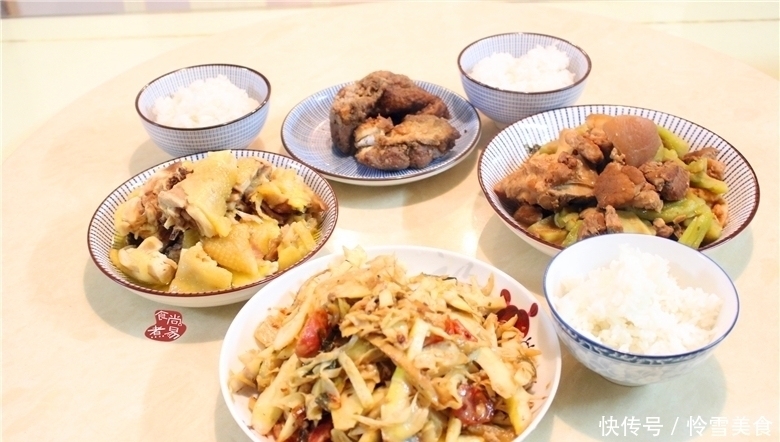  婆婆过来帮我清理冰箱，没买菜，午餐也吃得很丰盛，家的味道