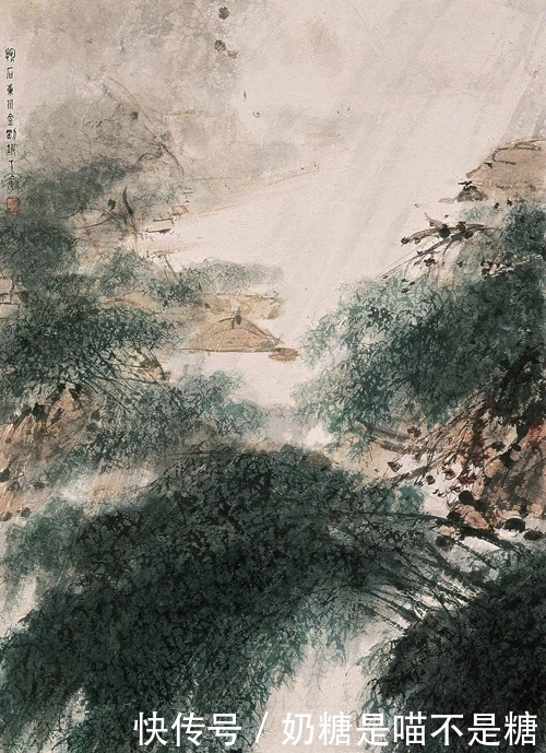 春江骤雨|别出心裁画雨景，傅抱石绘《春江骤雨》
