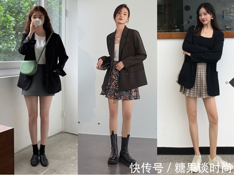 黑色小西装 15套黑色小西装搭配,春季小西装怎么搭配裙子、裤子和鞋子最好看