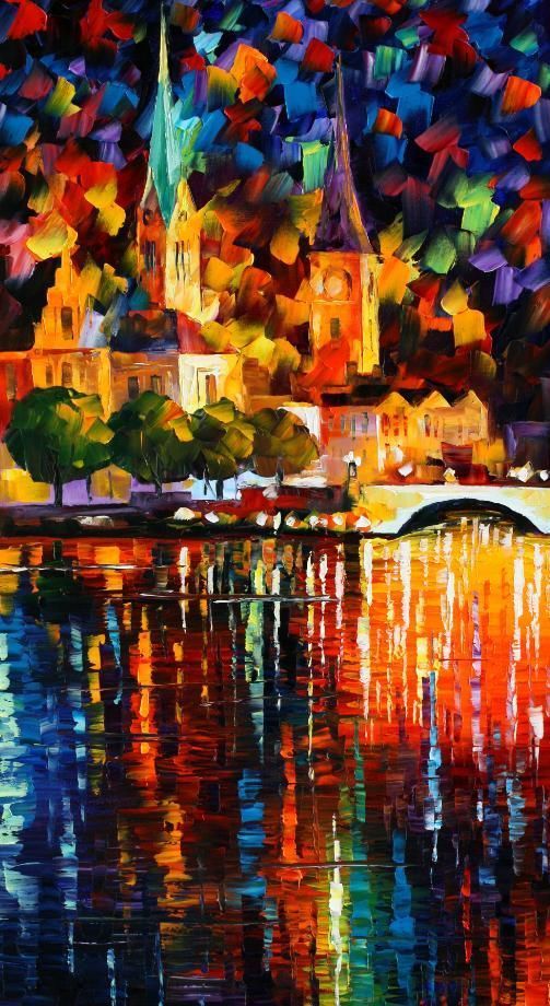 leonidafremov&现代印象以色列画家leonid afremov调色刀创作的缤纷炫丽油画