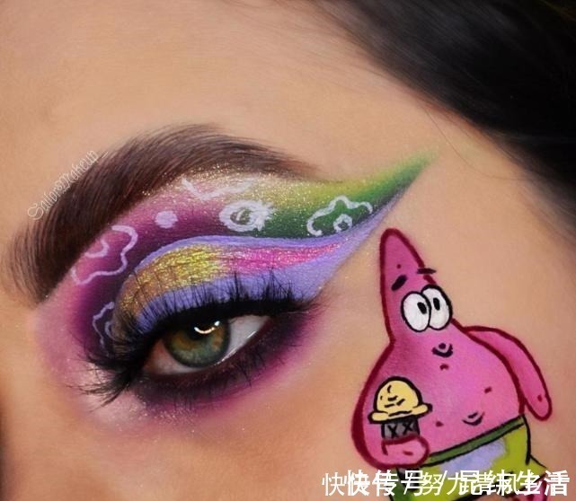 艾莎女王|把“动画人物”画在眼上,艾莎女王有创意,芭比粉的小樱竟这么美
