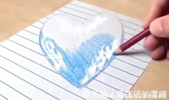 3D#美术生画3D立体爱心,成画后:不敢相信眼睛,网友:飘起来了