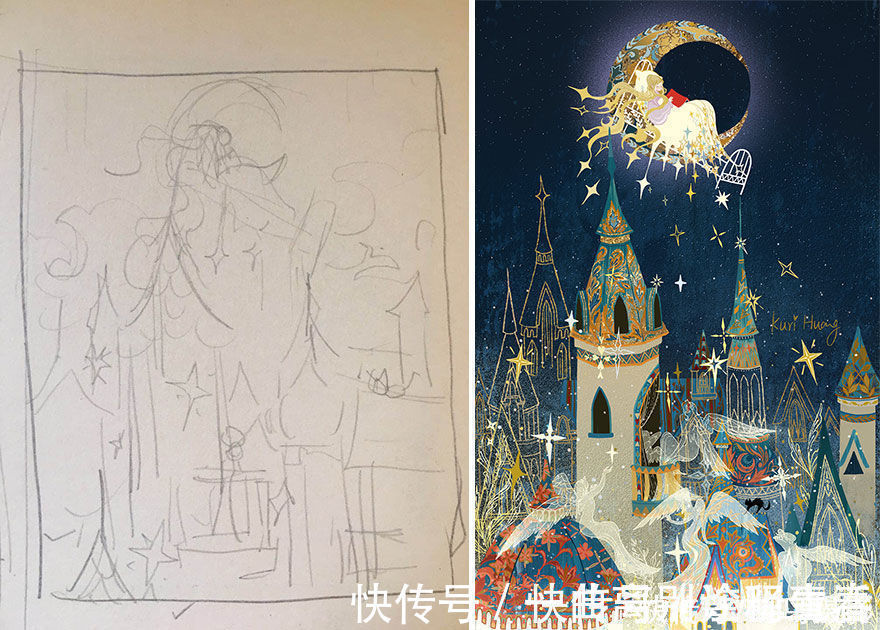 艺术家们@27个初稿与成品对比照,前后差距太大,网友:这是同一副画吗