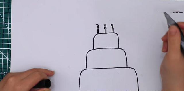 生日蛋糕|生日蛋糕怎么画?简笔画画法教给你,三层生日蛋糕轻松画出来了哦