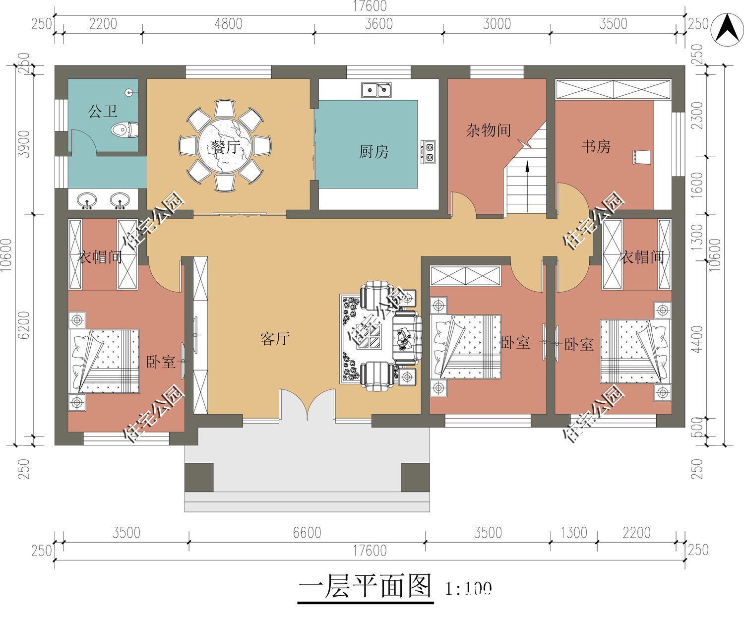 欧式|占地17×10米的大面宽欧式别墅，6间卧室的设计，体验完美生活
