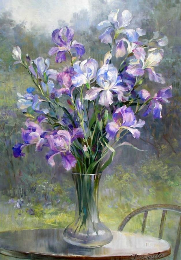 艺术家@俄罗斯女画家Vjugovey Rimma Nikolayevna唯美静物花卉油画