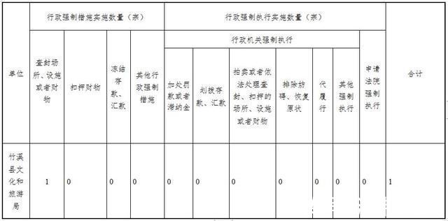 统计表|竹溪县文化和旅游局2021年度行政执法统计年报