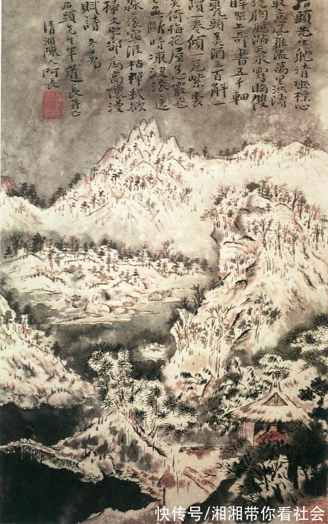 中国画！美术中的冰雪世界石涛《雪景山水图》