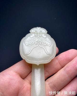 白玉@清乾隆 和田玉籽料 白玉 心中有佛 兰花诗文