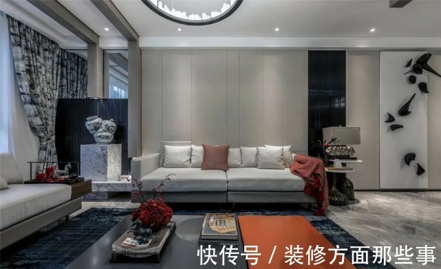 装饰|125㎡现代中式,稳重空间一抹红,点亮空间端庄感!