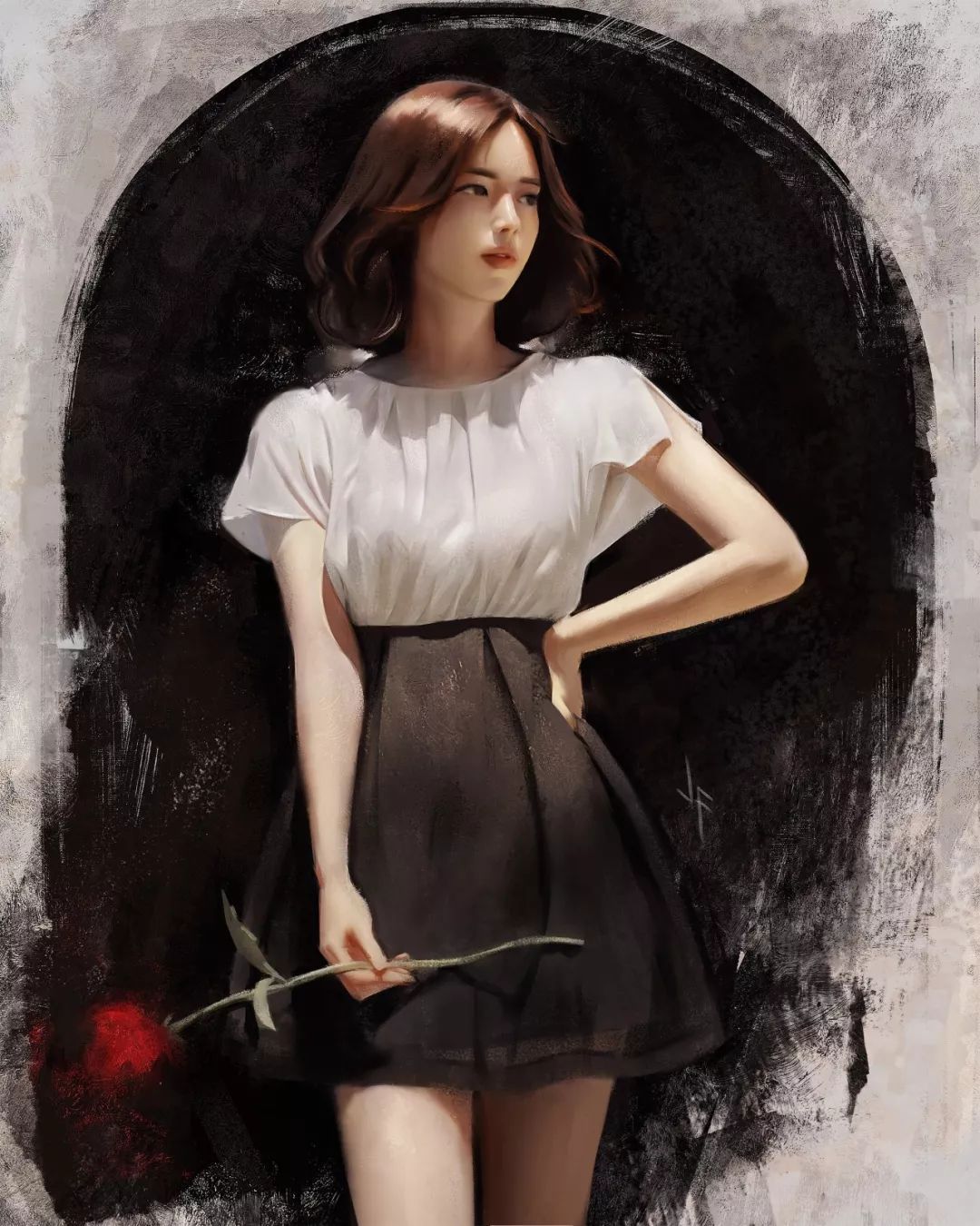 暗部$这三位艺术家的画中女子,楚楚动人,美若天仙