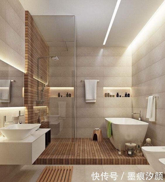 地漏|越来越多的浴室兴这样装!地面铺桑拿板,淋浴喷头做顶上,太漂亮!