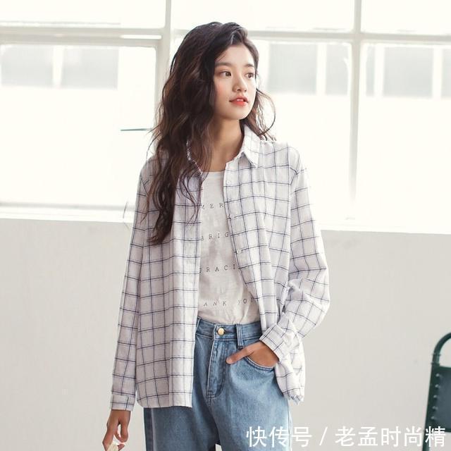 格纹衫 白衬衫太老气,经典格纹衫时尚洋气还减龄,青春甜美超显嫩