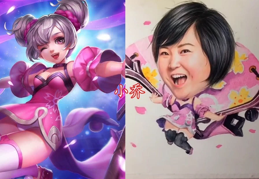 手绘|美术生手绘“王者人物”,项羽变自信,李白变有钱,小乔:拥有双倍可爱!