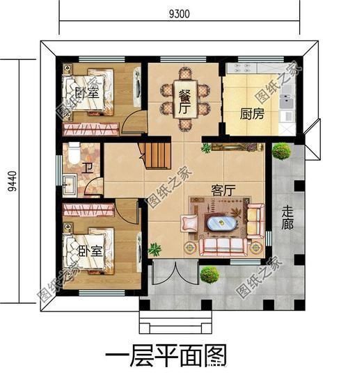 小户型|农村9乘9米左右的二层建房图，占地小巧，来年住进去的就是你