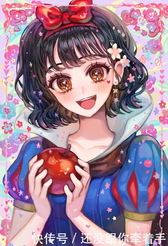 色彩缤纷|迪士尼公主变“日漫女主角”，色彩缤纷很特别，微笑的艾莎最好看