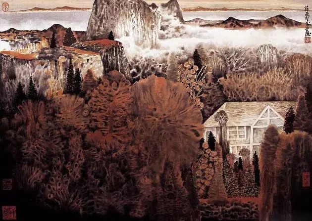 山水画$“江南鬼才”笔下的工笔山水画,色彩丰富,太震撼了!