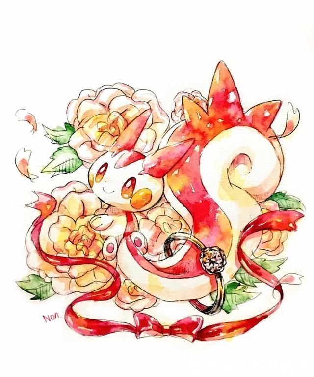 冰伊布|“画风清新”的精灵宝可梦插画,沙奈朵如天使,雪拉比如仙子!