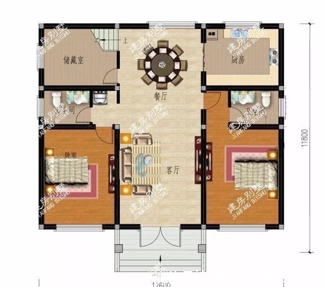 户型|开间12米左右的两层别墅,户型简单施工易,主体造价低!