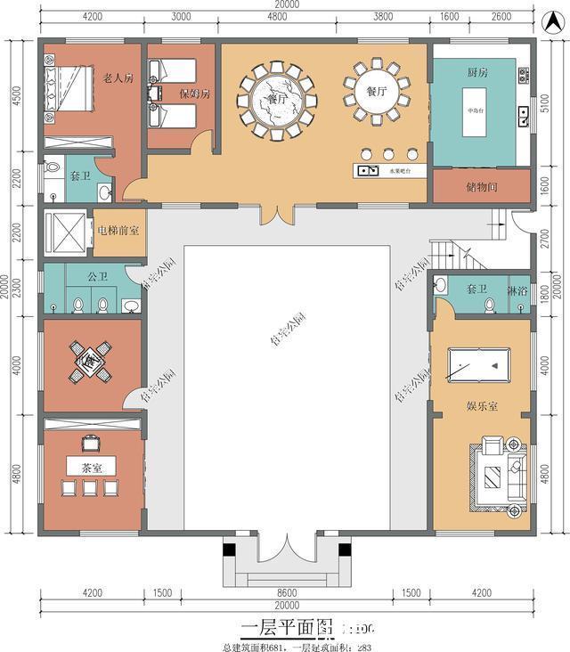 三合院|农村建中式,这样设计怎么样?电梯、独立厨房、大套卧全有了