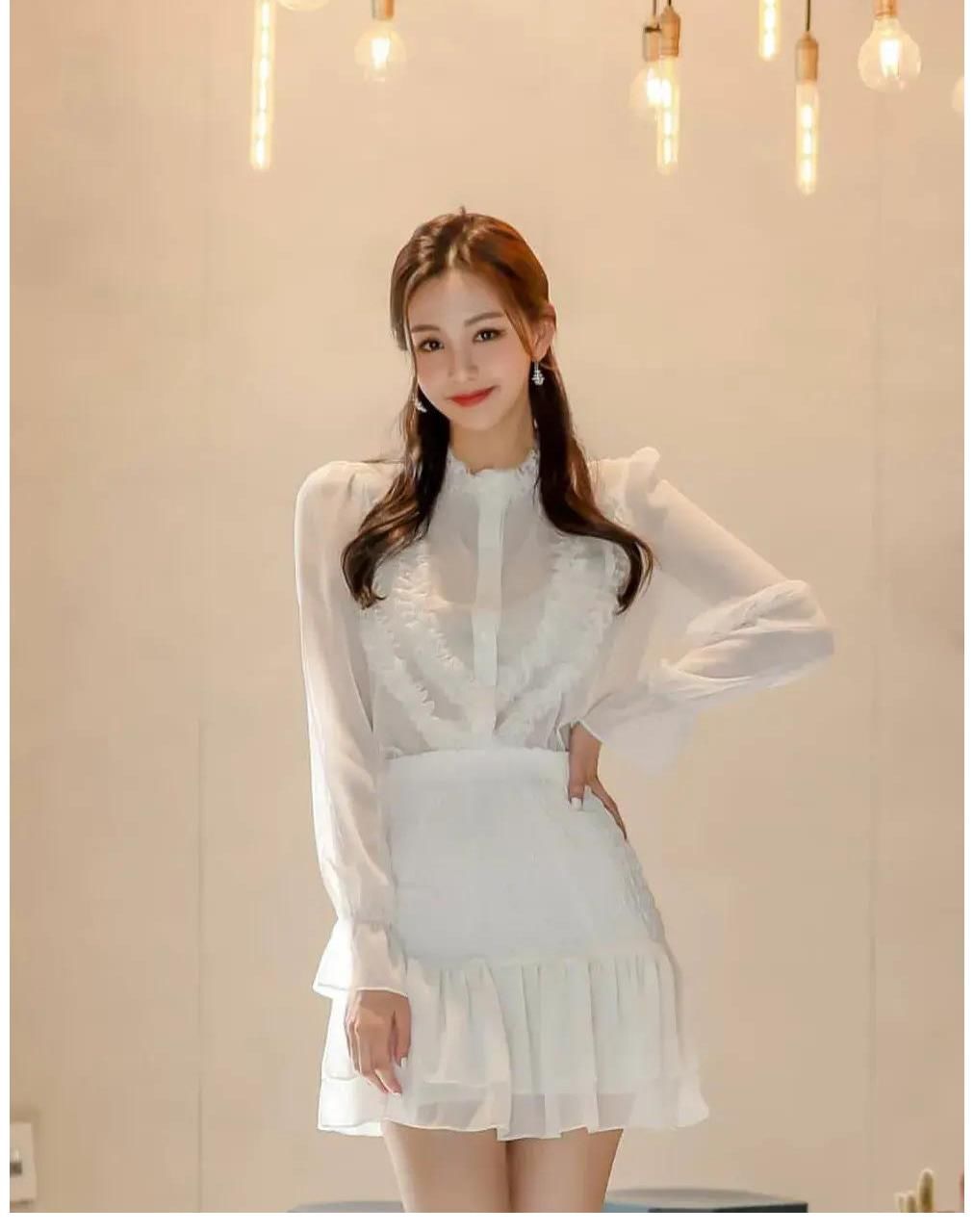 衣品|食色112——美女穿搭18 知性优雅雪纺白短裙