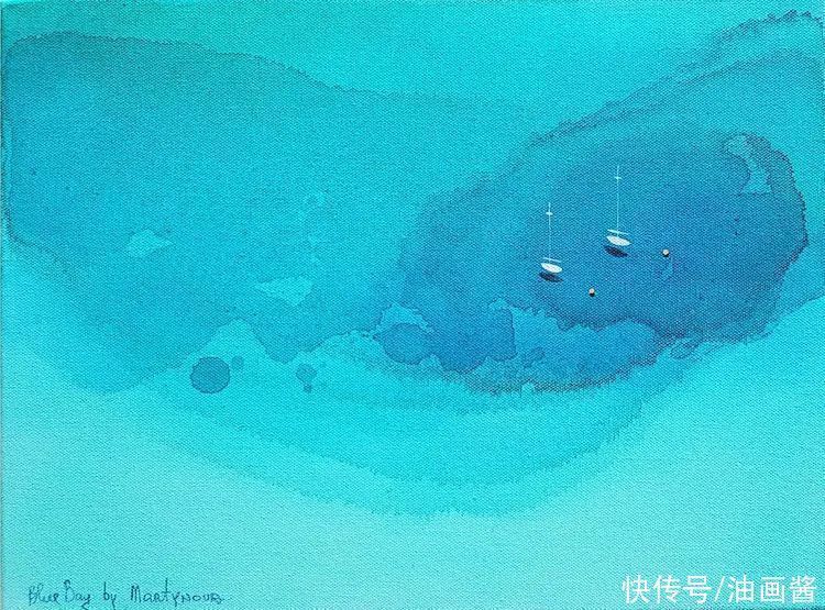 尤莉娅!她的画只有一滩稀薄的蓝色,简单到了极致,同时也美到了极致